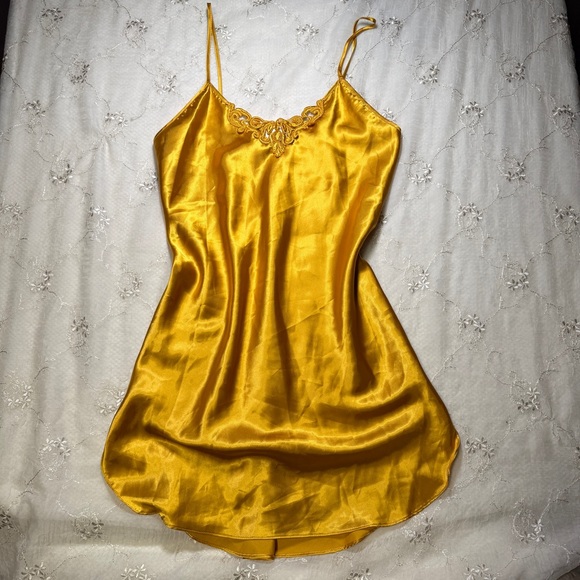 vintage gold satin mini slip dress – size small - Picture 2 of 5